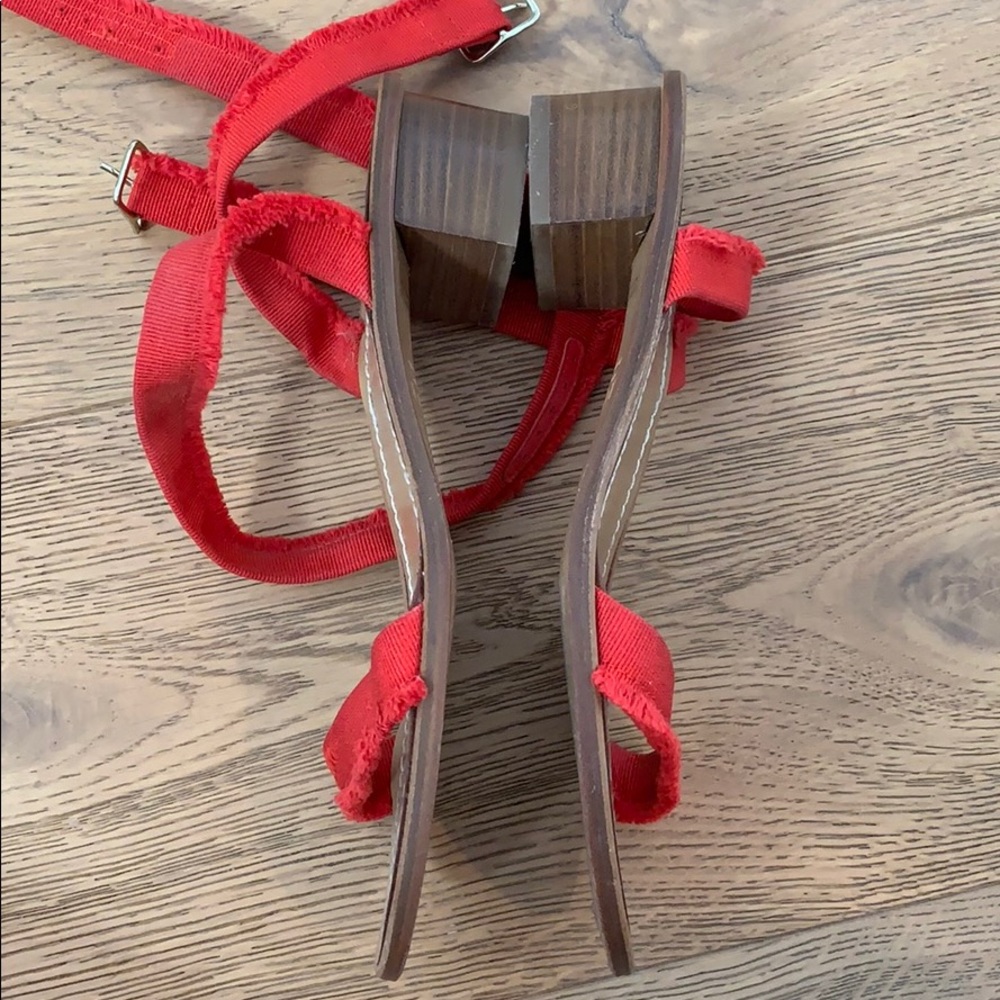 J.Crew Red Grosgrain Ribbon Block-heel Sandals - Picture 3 of 5